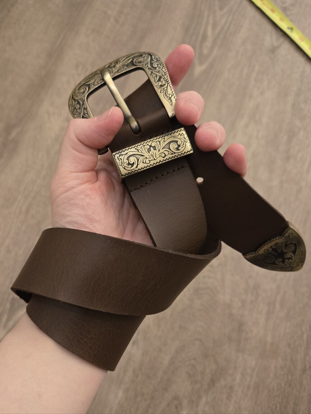 Womens Western Brown Leather Belt Grunge Dirtbag size 32/S Silence + Noise